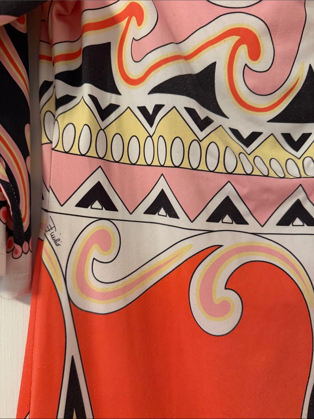 Emilio Pucci Pink Red Black Yellow 38 Italy Shift Dress Mod Printed 6 Small Med - Picture 3 of 16